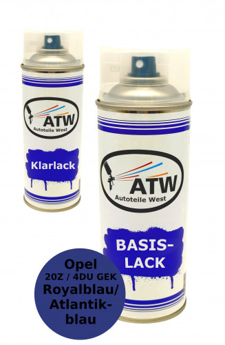 Autolack für Opel 20Z / 4DU GEK Royalblau+400ml Klarlack Set / Atlantikblau